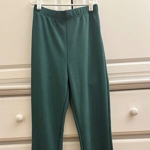 Dark Green High Waist Rib Knit Flare Pants Size Small
